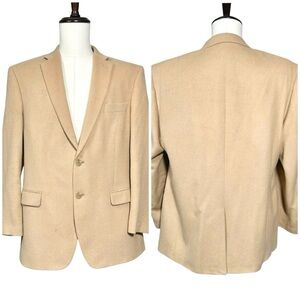 Lauren Ralph Lauren | Men | 100% Camel Hair Solid Tan Lined Classic Blazer | 42R